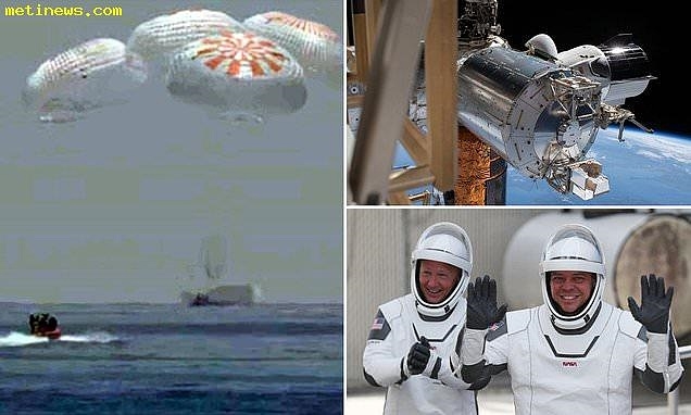 NASA astronauts splash down after journey home aboard SpaceX capsule